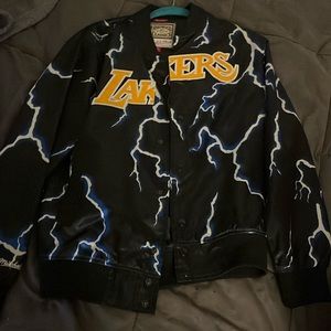 Mitchell and ness lakers lightning satin jacket